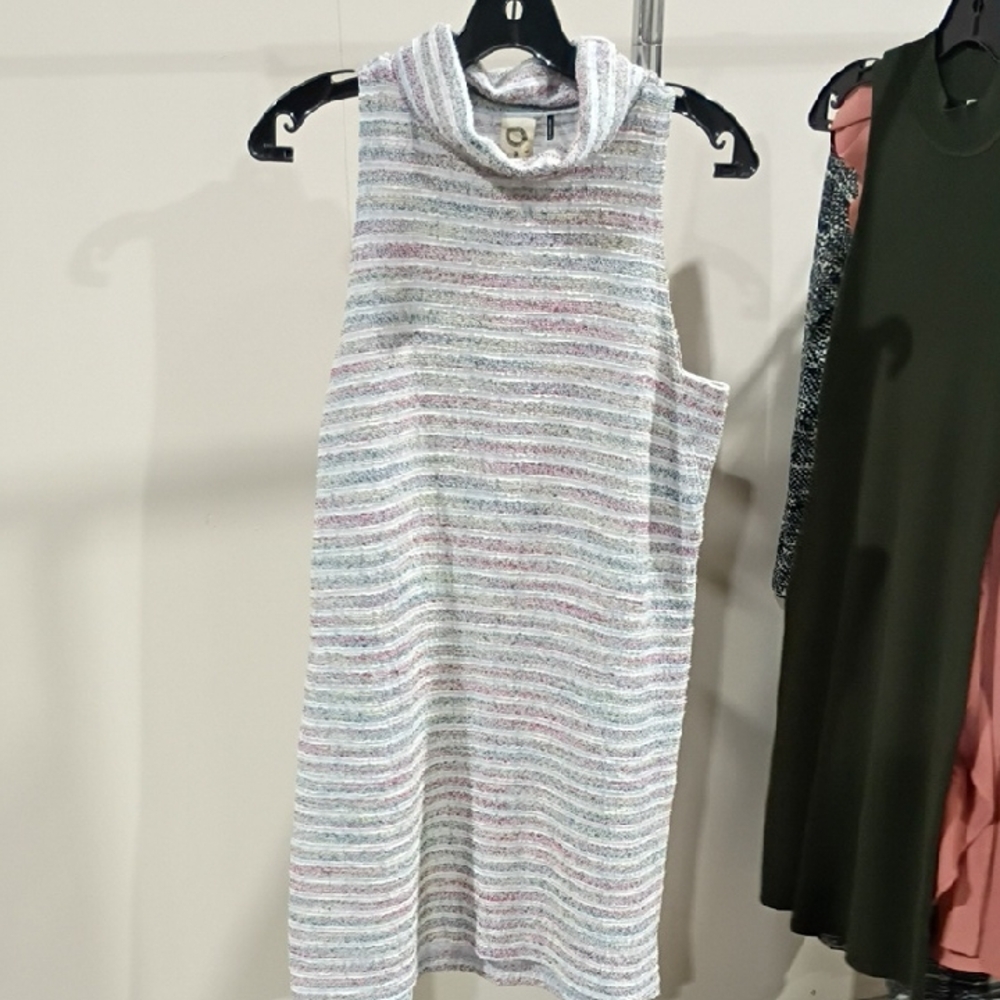 Akemi & Kim Striped Sleeveless Cowl Neck Dress With Pockets! Size Small